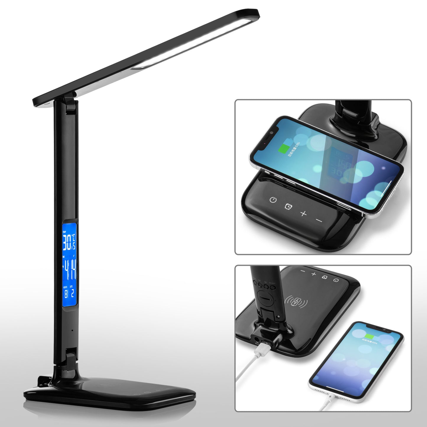 Smart Folding LED Desk Lamp with Clock and Calendar