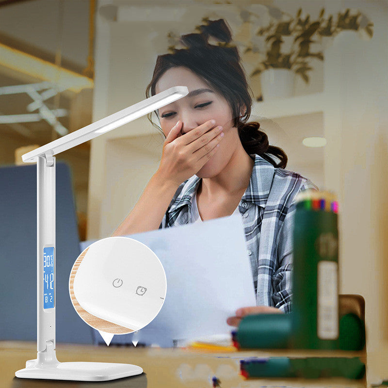 Smart Folding LED Desk Lamp with Clock and Calendar